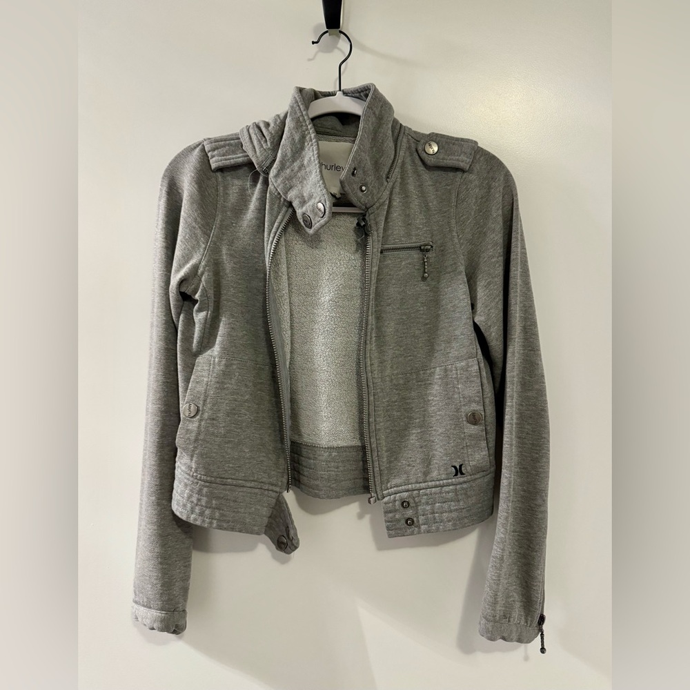 Hurley Grey Moto Style Jersey Jacket